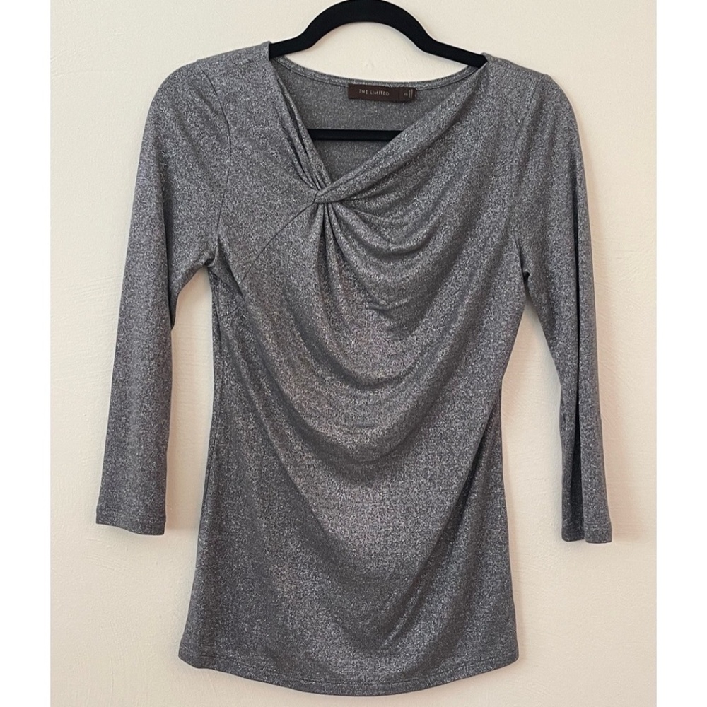 The Limited XS | Silver 3/4 Sleeve Top